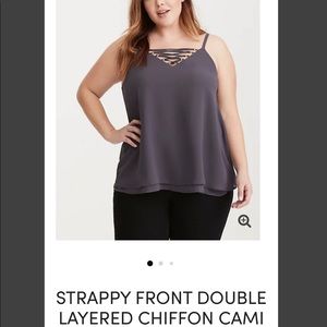 Strappy front double layer chiffon cami